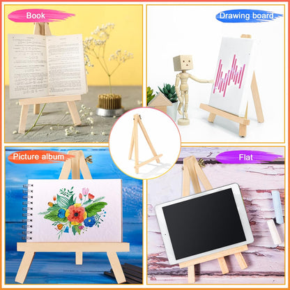 12 Pack 9 Inch Wood Easels, Easel Stand for Painting Canvases, Art, and Crafts, Tripod, Painting Party Easel, Kids Student Tabletop Easels for Painting, Portable Canvas Photo Picture Sign Holder
