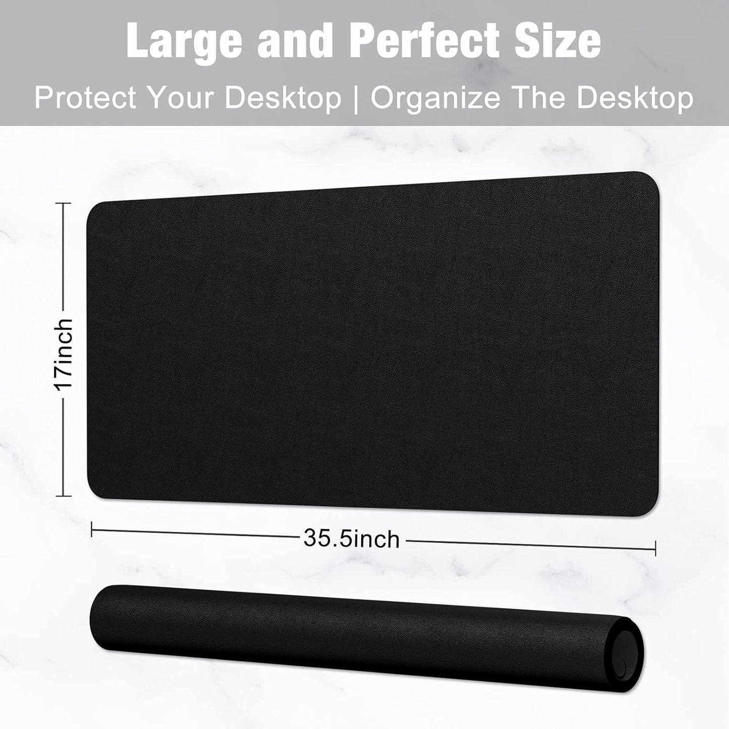 Hsurbtra Desk Pad, 23.6" x 13.8" PU Leather Desk Mat, M Extended Mouse Pad, Waterproof Desktop Blotter Protector, Non-Slip Ultra Thin Small Laptop Keyboard Writing Mat for Office Home, Pink