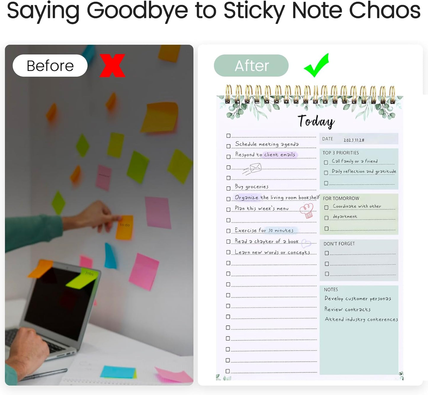 To Do List Notepad - To Do List Notebook for Work with 52 Sheets, Undated Daily Planner Perfect for Enhanced Productivity and Goal Achievement - Green