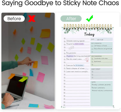 To Do List Notepad - To Do List Notebook for Work with 52 Sheets, Undated Daily Planner Perfect for Enhanced Productivity and Goal Achievement - Green