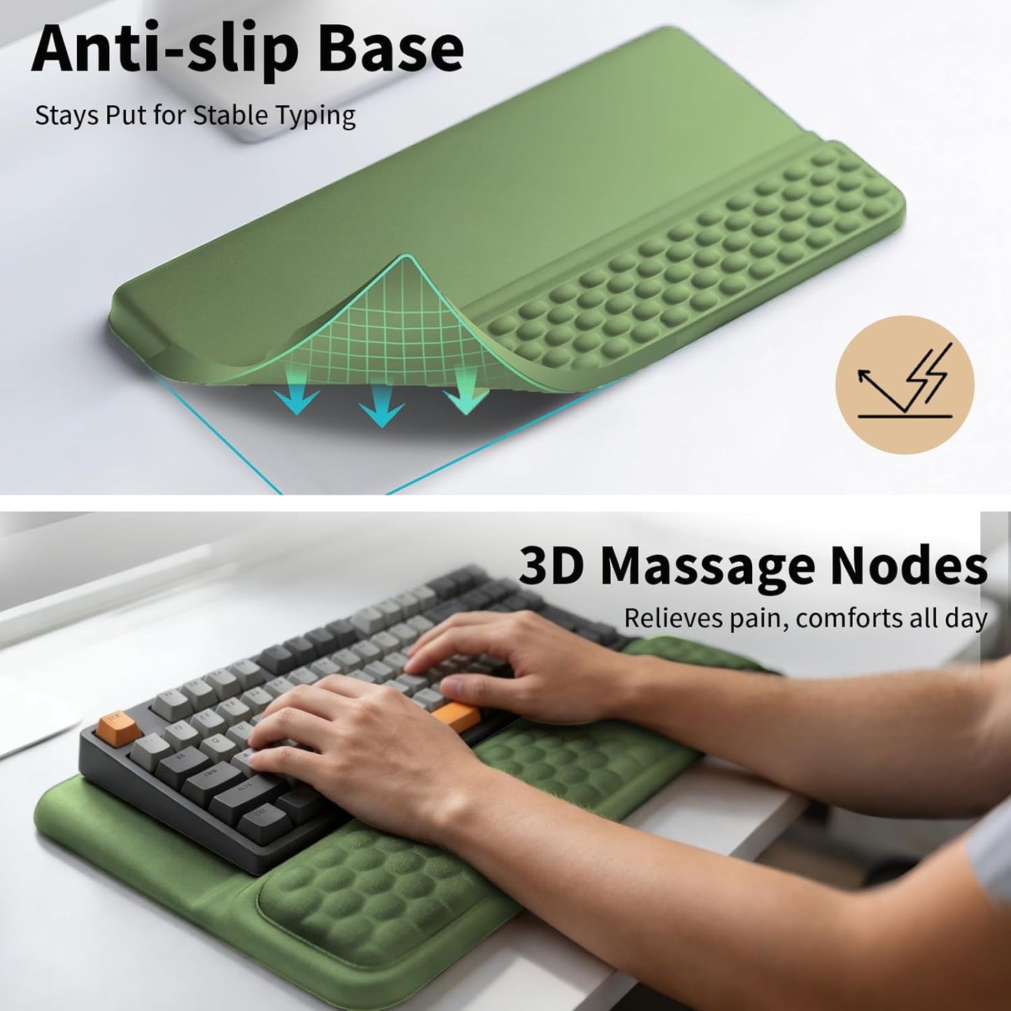 Keyboard Wrist Rest Stand Pad, Soft Memory Foam Ergonomic Computer Wrist Support, Keyboard Riser Hand Rest Cushion Holder Gaming Typing Coding Desk Accessories for Home Office School（Black）