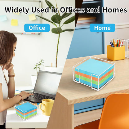 Acrylic Sticky Note Holder - 3 x 3 Inch Post It Note Holder, Crystal Clear Sticky Note Dispenser for Dorm Room Home and Office Acrylic Desk Organizer