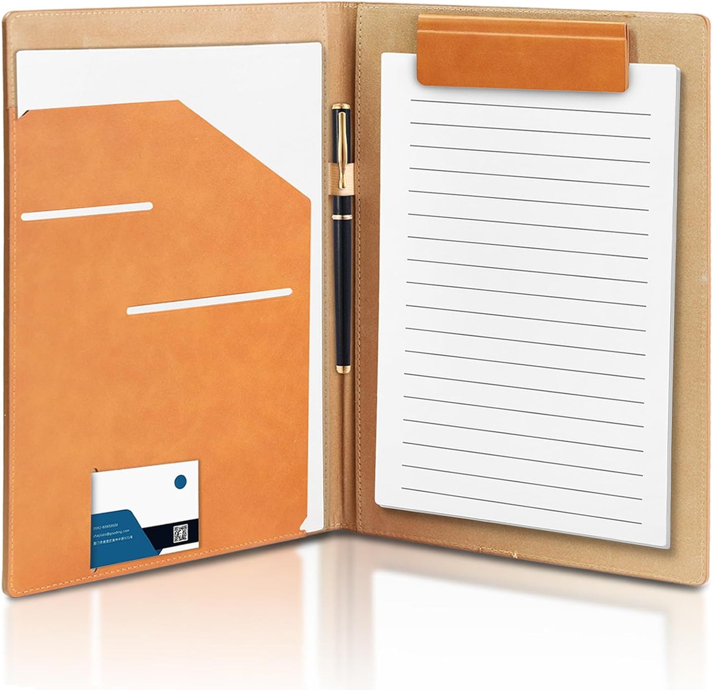 360° Foldable Clipboard Portfolio with Non-Marking Magnetic Clip & Elastic Pen Loop, A4/Letter Document Holder for Business, Office & Interviews