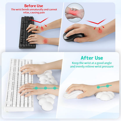 Sushret Cloud Wrist Rest for Keyboard and Mouse, Memory Foam PU Leather Keyboard Wrist Rest with Ergonomic Support, Non-Slip Base, Cute Arm Rest Pad & Palm Cushion, Office Desk Accessory, Purple