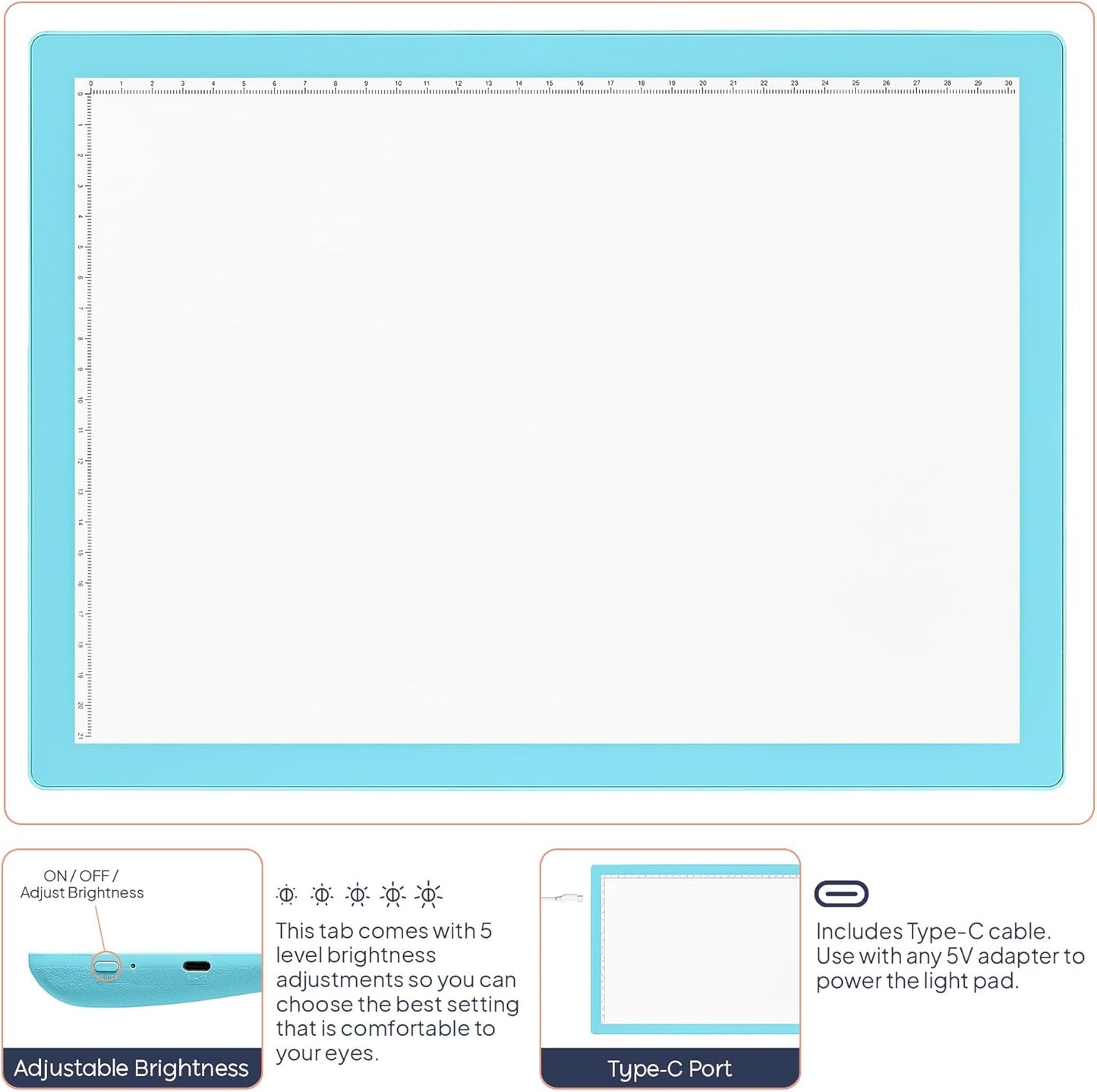 iVyne Rechargeable A4 Light Pad for Tracing & Weeding - LED Light Board for Weeding Vinyl - for Cricut Vinyl Weeding Tools - Ultra-Thin & Portable - Perfect for Artists & Crafters - Pink