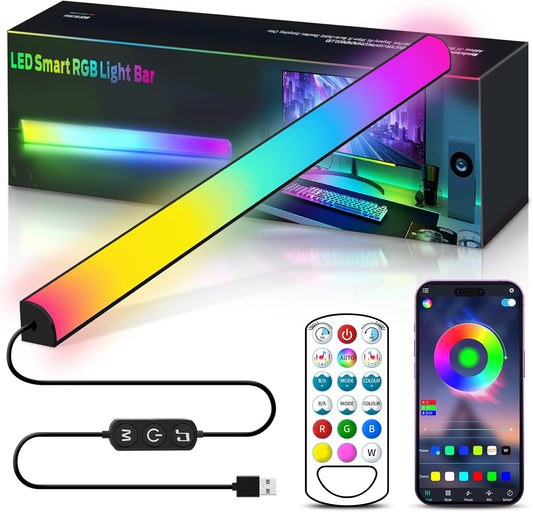KANTUTOE Under Monitor Light Bar, App and Remote Control Gaming Ambient Lights,Music Sync Color Changing, 16 Million Colors, Timing, USB Powered RGB Light Bar for Monitor/TV/PC Back (2pcs)