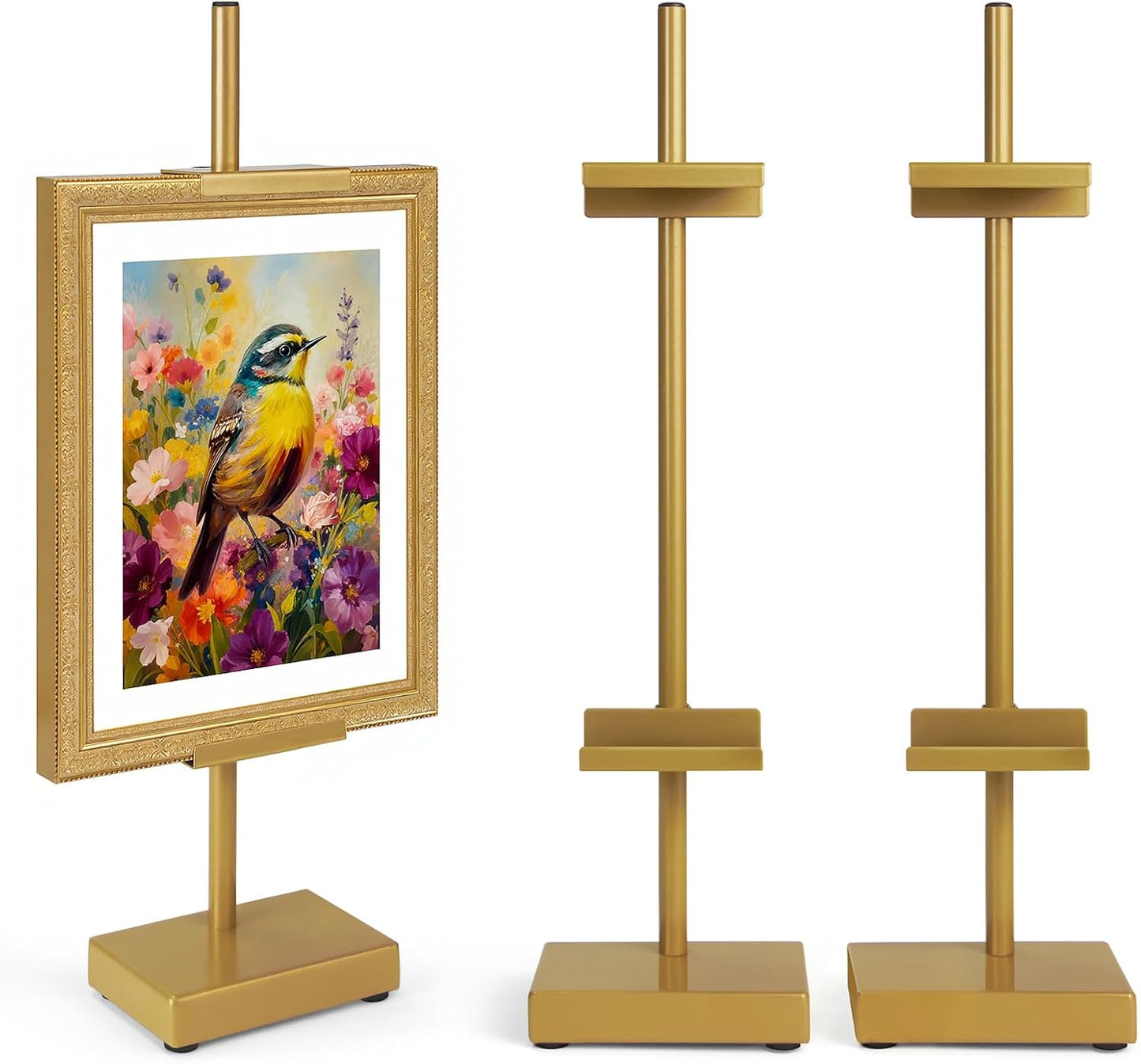 Adjustable Tabletop Easel Stand, Picture Easels for Display Up to 17" H, Gold Metal Picture Frame Holder Stand Table for Art, Photo (1 Pack)