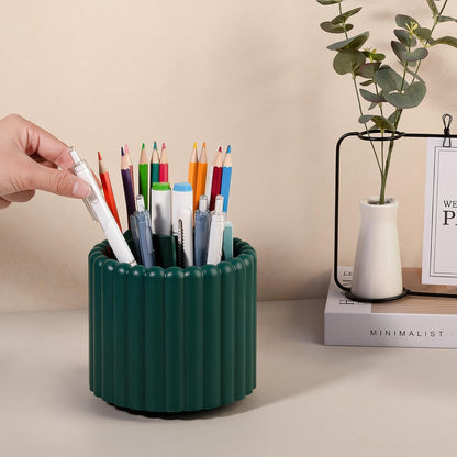 Anyoifax 360° Rotating Pen Holder 7 Slots Desk Organizer Removable Pencil Cup Plastic Art Supplies and Accessories Desktop Storage Box Caddy for Office, School, Home (White)