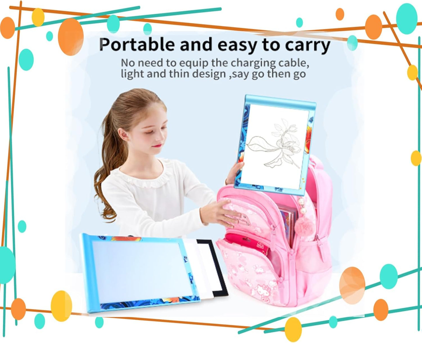 Light Box for Tracing A4,Drawing Pad Dimmable Brightness Indoor or Outdoor for Artists,Drawing,Sketching,Animation and X-ray Viewing (Black)