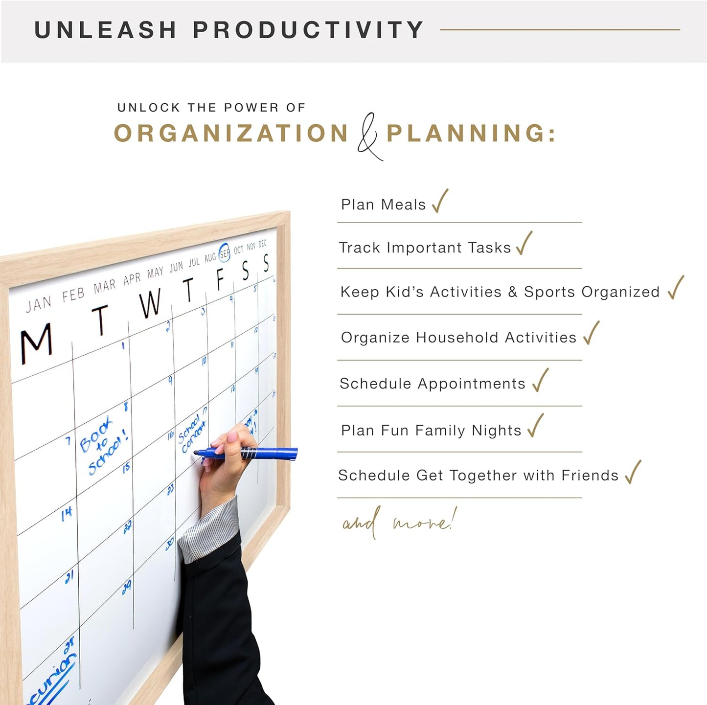 MCS Dry Erase Weekly Planner 11x24 Walnut Framed Calander Whiteboard for Wall, Plan Your Week with Family Weekly Planner for Dinners, Sports, Events & More