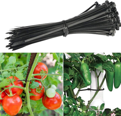 100Pcs 8 Inch Heavy Duty Industrial Zip Toes 40lbs Tensile Strength Releasable Black Tie Wraps Reusable Zip Toes Tie Straps For Garden Plant Secure Vine, Home Office