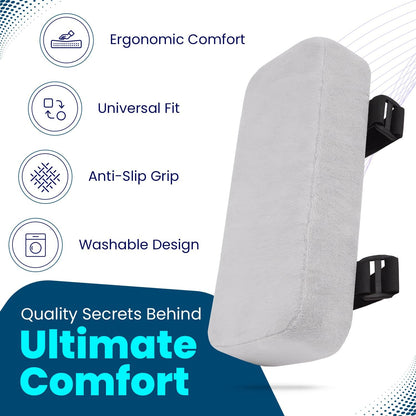 Thick Memory Foam Office Chair Arm Pads - Office Chair Armrest Covers Provide Elbow Cushion and Relieve Pressure - Ergonomic Desk Chair Arm Covers - Gaming, Computer Chair Rest Pads (Set of 2) (Black)