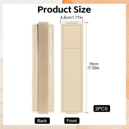 Tokusatsu 2 Pack Adjustable Elastic Pen Holder for Notebook, PU Leather Pencil Pouch with Stretchable Band, Fits Journals, Binders, Planners, Books, Portable Pen Sleeve Pouch, Off-White