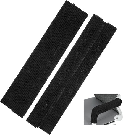 2pcs Office Chair Armrest Covers, Arm Rest Covers for Office Chair,with Zipper, Stretchable Chairs Arm Pads, Black Armrest Cover for Chairs