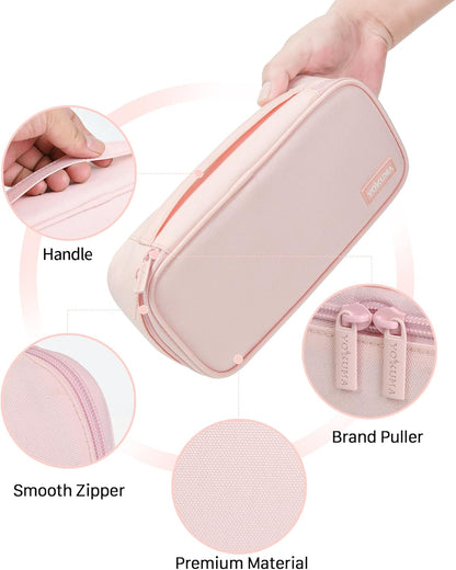 YOKUMA Pencil Case,Large Capacity Pencil Pouch,Aesthetic Zipper Pencil Box, Back to School Supplies for College Student Teen Adults,Travel Essentials,Electronic Cable Organize