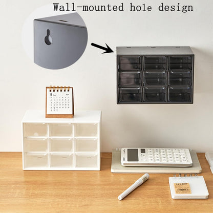 Feadily 2PCS Small Drawer Organizer for Desk, Desktop Drawer Organizer with 9 Clear Drawers, Plastic Desktop Storage Drawers 7.1 Inch x 3 .9 Inch x 4.7 Inch, White