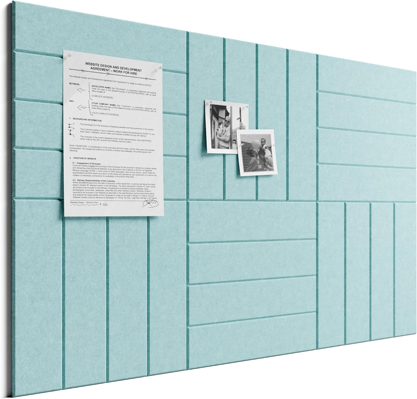 Bumusty Large Cork Board Alternative-48 x 36" Felt Bulletin Board Tiles, with 30 Pushpins, 70 Adhesive Tabs, Bold-Stripe 12-Pack, Cork Boards for Office Push Pin Board Felt Board-Carbon Blue