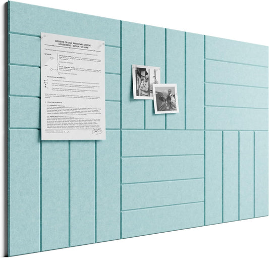 Bumusty Large Cork Board Alternative-48 x 36" Felt Bulletin Board Tiles, with 30 Pushpins, 70 Adhesive Tabs, Bold-Stripe 12-Pack, Cork Boards for Office Push Pin Board Felt Board-Carbon Blue