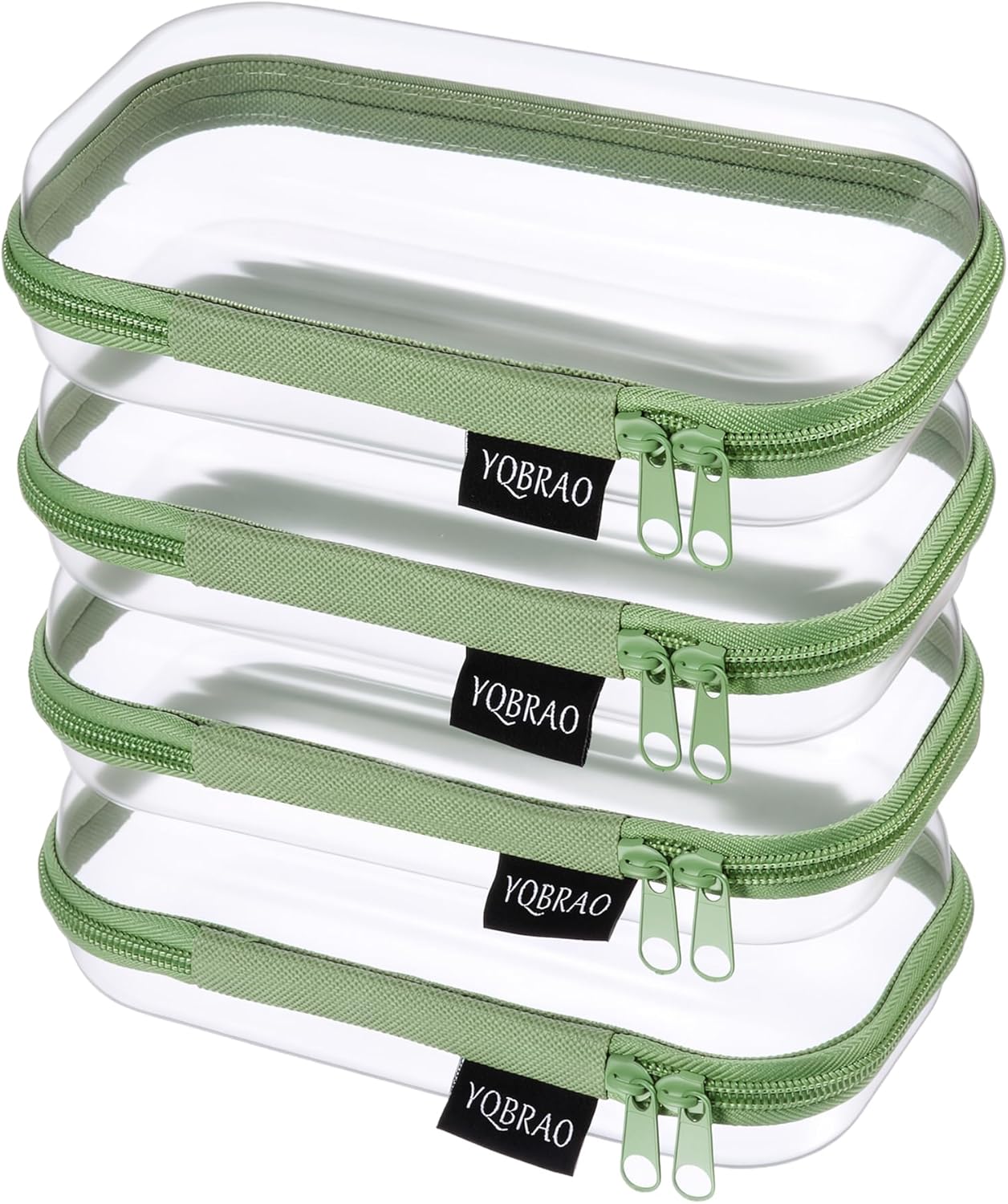 YQBRAO 6 Pack Clear Hard Shell Zipper Case, 1.2mm Heavy Duty Crush-Proof Diaper Bag Organizer Pouches, TSA Approved Travel Makeup Bag for Toiletries & Electronics, (2L, 2M, 2S) Multi-Size Storage Set
