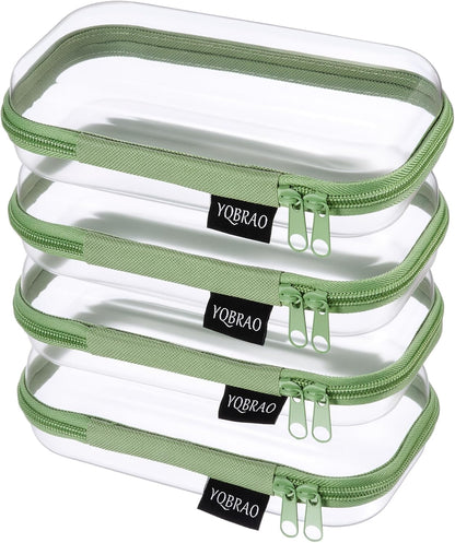 YQBRAO 6 Pack Clear Hard Shell Zipper Case, 1.2mm Heavy Duty Crush-Proof Diaper Bag Organizer Pouches, TSA Approved Travel Makeup Bag for Toiletries & Electronics, (2L, 2M, 2S) Multi-Size Storage Set