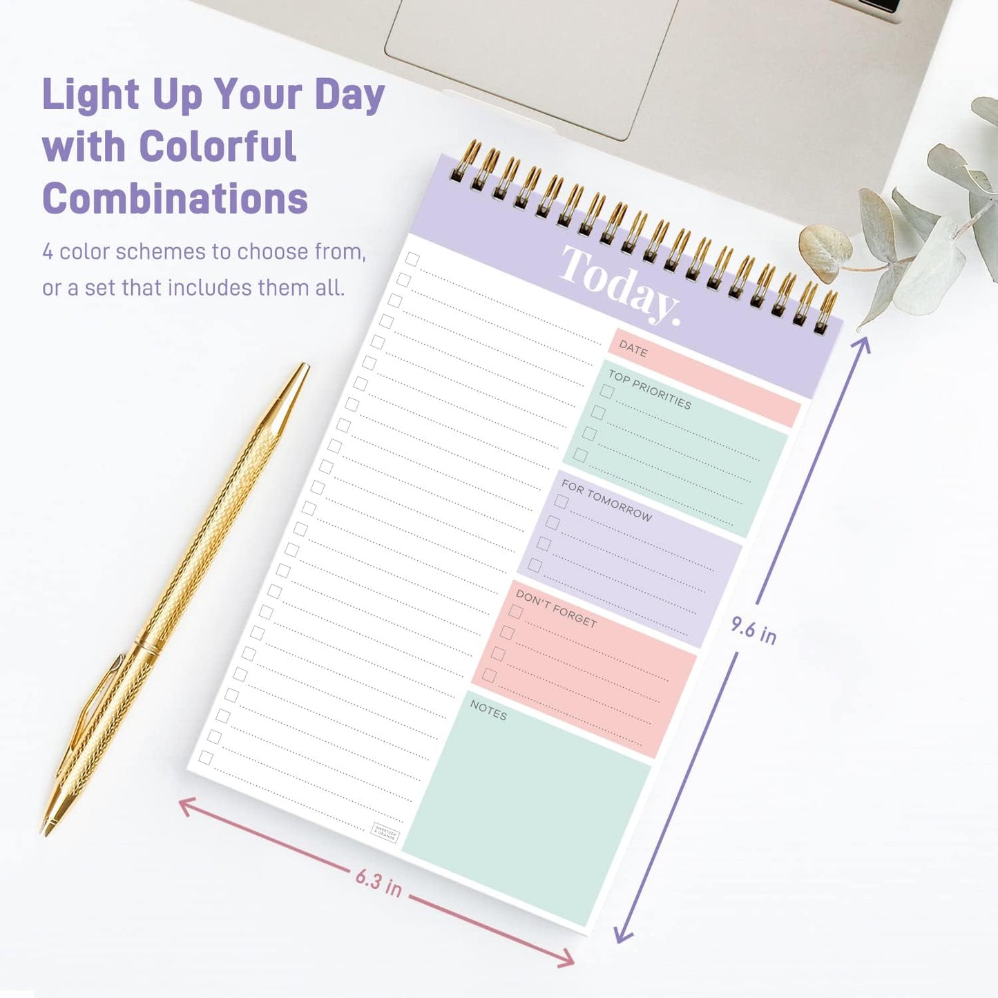 Sweetzer & Orange Daily & Weekly To Do List Notepad – Undated Work Planner & Organizer with Wish List Section, 52-Sheet Coiled Task Pad for Productivity – MAUVE To Do List Notebook for Work