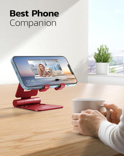 Nulaxy Dual Folding Cell Phone Stand, Fully Adjustable Foldable Desktop Phone Holder Cradle Dock Compatible with iPhone 17 16 15 14 13 12 11 Pro Max Xs Xr X 8, Nintendo Switch, All Phones