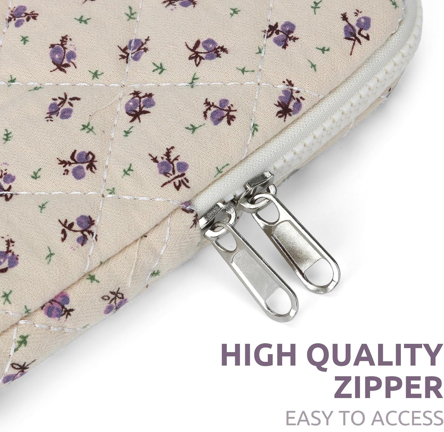 Puffy Laptop Sleeve 13 Inch Cute Quilted Laptop Protective Case Padded Floral Computer Sleeve for MacBook (A-Blue, 13 Inch)