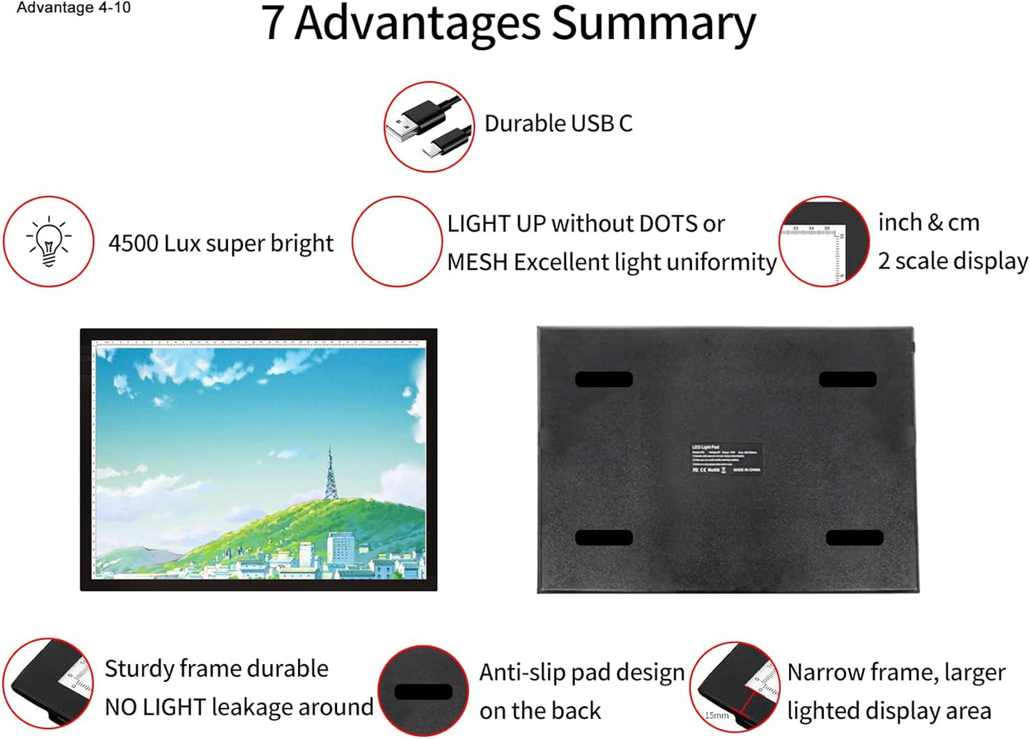 WELZK Light Board A3, 16.6×12.6inchs Light Pad, Side Button Design, 9 Levels/Stepless Dimming, Light Box Widely for Diamond Painting, Tracing, Weeding Vinyl etc.