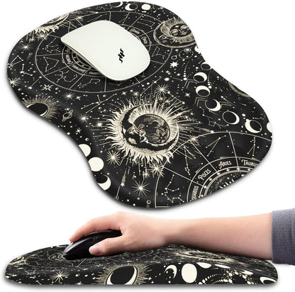 Hokafenle Ergonomic Mouse Pad Wrist Support with Massage Design, Wrist Rest Pain Relief Mousepad with Memory Foam&Non-Slip PU Base, Mouse Pads for Wireless Mouse & Desk (12x8 inch,Black)