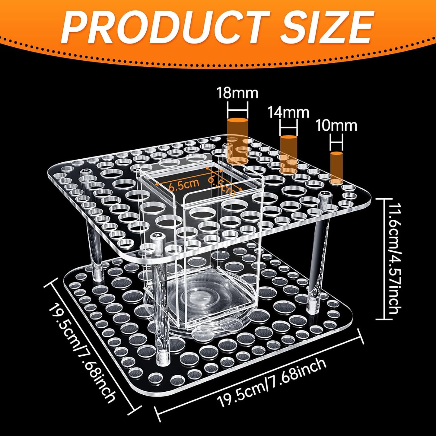Rotating Paint Brush Holder 92 Holes and Large Compartment 360° Spinning Acrylic Paintbrush Holder Organizer Artist Brush Holder Watercolor Brush Stand Rack