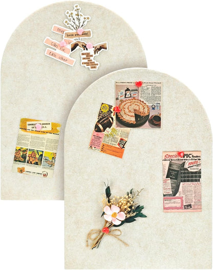 Arched Felt Bulletin Board, Cork Board Alternative for Wall, 10.6in x 14.6in Self-Adhesive Pin Board, 0.35" Thick 2 Pack for Home Office Decor (Camel-2727-2p)