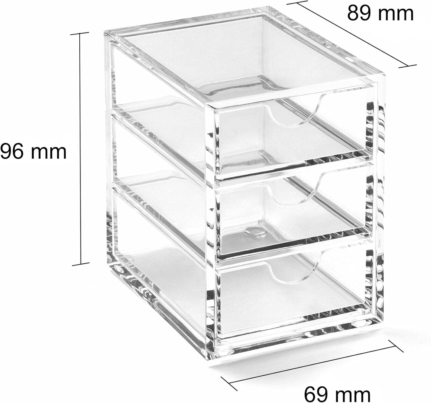 Osco X-Small Clear Acrylic Triple Drawer, (X-Small), A3274