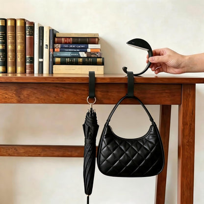 Purse Hook for Table Purse Hanger for Table Bag Hooks Made of high-Strength Alloy for Desk | Holds 30 lbs (C Shape 2 Black)