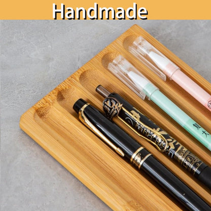 Pen Holder Organizer of Office desks,Walnut Desk Pen Stand,Wave Pen TrayOffice Accessory,Teacher Gifts,Suitable for School,Home,Office Desktop Art Accessories (Walnut-5 Grid)