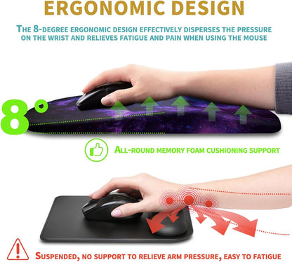 Hokafenle Ergonomic Mouse Pad Wrist Support with Massage Design, Wrist Rest Pain Relief Mousepad with Memory Foam&Non-Slip PU Base, Mouse Pads for Wireless Mouse & Desk (12x8 inch,Black)