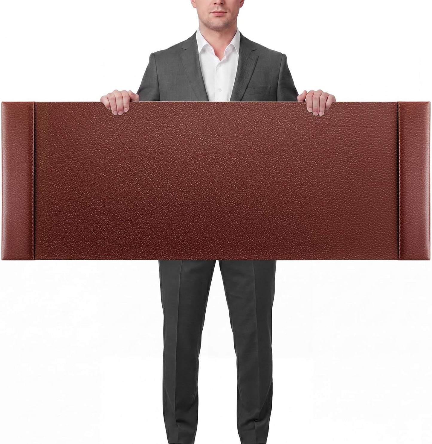30 x 18 Inch Leather Desk Pad Protector with Side Rails, Executive Office Desk Mat for Home Workspace, Writing Surface, Mouse & Keyboard Pad, Elegant Gift for Men Dad Husband (Brown)