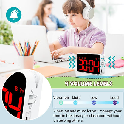 PERSUPER Kitchen Digital Timer, Count Down Up, Rechargeable, Vibration Mode Adjustable Volume and Brightness LED Display, Time Management Cook, Desk, Kids Adults Study Teaching, Kitchen Gadgets RGB