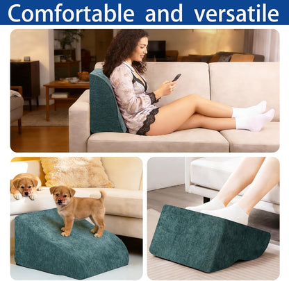 Foot Rest for Under Desk at Work, Ergonomic Under Desk Footrest with Washable Cover for Office, Home & Gaming Leg Elevation Pillow Blue