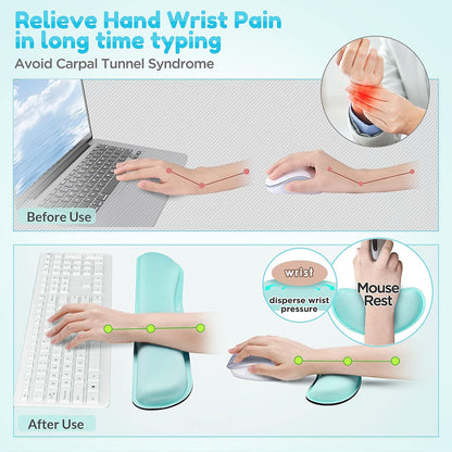 Gimars Upgrade Enlarge Silky and Superfine Fabric Gel Memory Foam Keyboard Wrist Rest Set, Ergonomic Keyboard Mouse Wrist Support for Typing Pain Relief, Comfort for Office, Gaming, Computer, Black