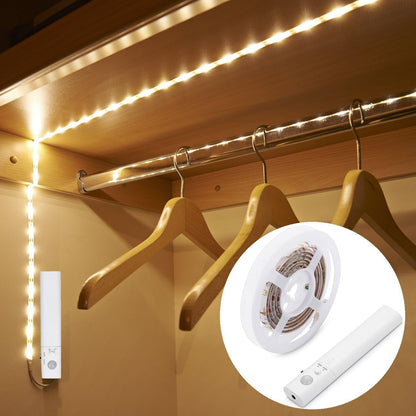 Motion Sensor Light Indoor, Closet Lights Motion Sensored, Battery Operated Cabinet Lights Strip, White Under Cabinet Lighting, Under Counter Lights for Kitchen, Led Strip Lights for Bedroom