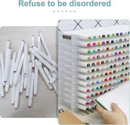 Universal 6 Layers Tray Universal Marker Storage Rack, Penholder Display for 90 Pens SN01 Pencil Organizer Holder for Desk (Clear-6 layers)