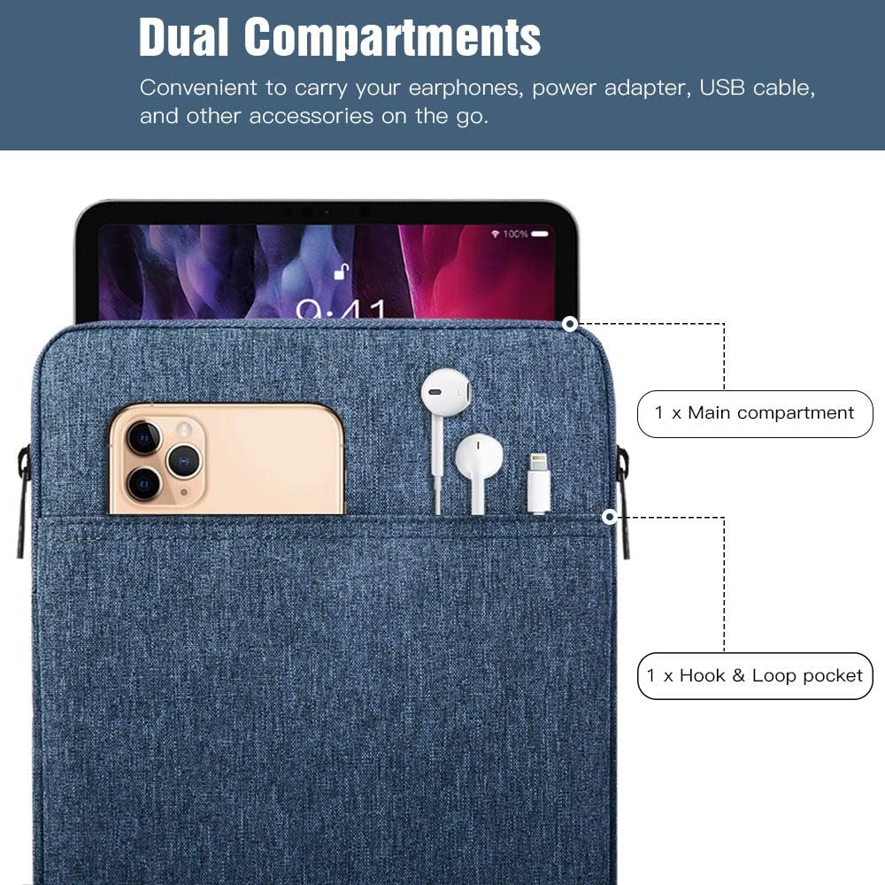 TiMOVO 9-11" Tablet Sleeve Bag for iPad 11-inch A16 2025, iPad 10.9"/10.2"| Air 11 Inch/5th/4th Gen. 10.9", Galaxy Tab A9+/A11Plus 11", Protective Bag Fit Smart Keyboard, Dusty Blue