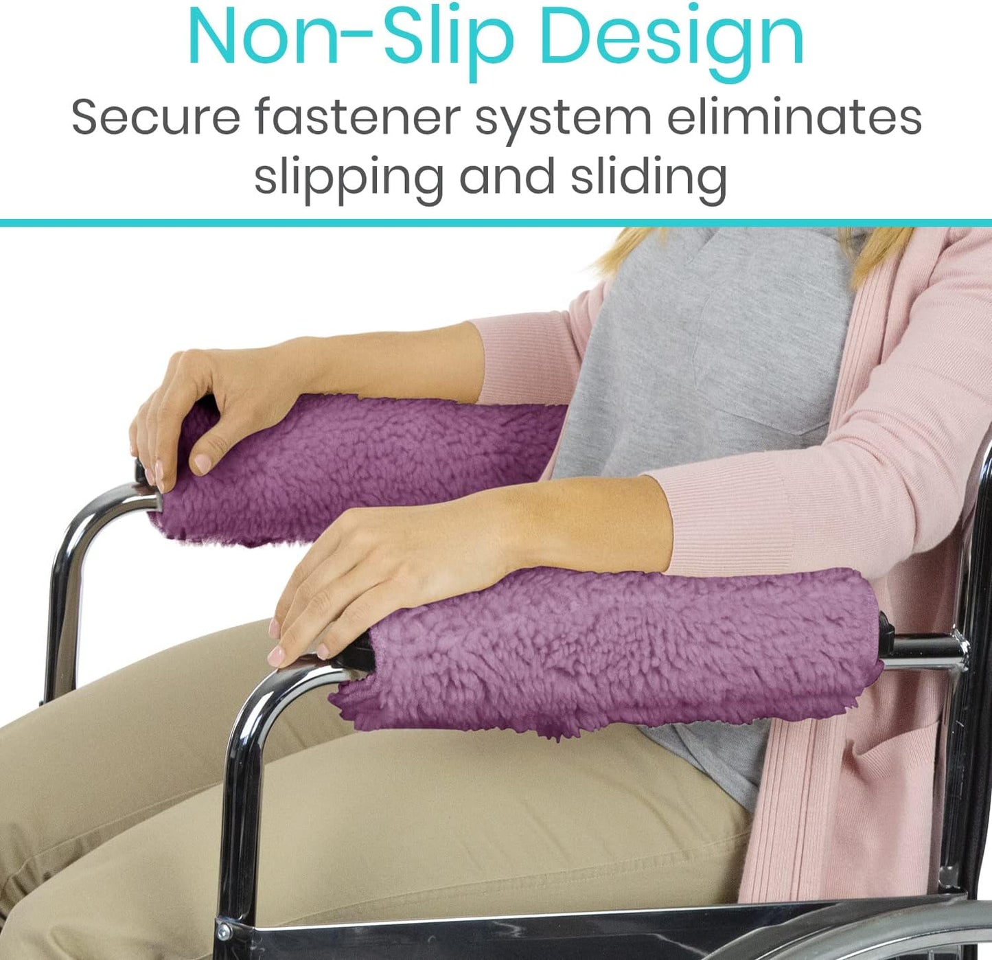 Vive Wheelchair Armrest Pads (2 PCS) - Memory Foam Sheepskin Cushion Accessories for Transport Electric Wheel Chair Arm Rests - for Adults, Seniors, Handicapped - Soft Support for Office Chair