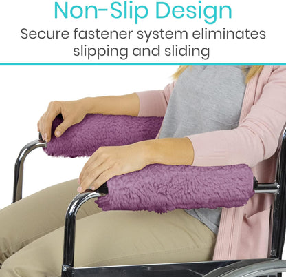 Vive Wheelchair Armrest Pads (2 PCS) - Memory Foam Sheepskin Cushion Accessories for Transport Electric Wheel Chair Arm Rests - for Adults, Seniors, Handicapped - Soft Support for Office Chair