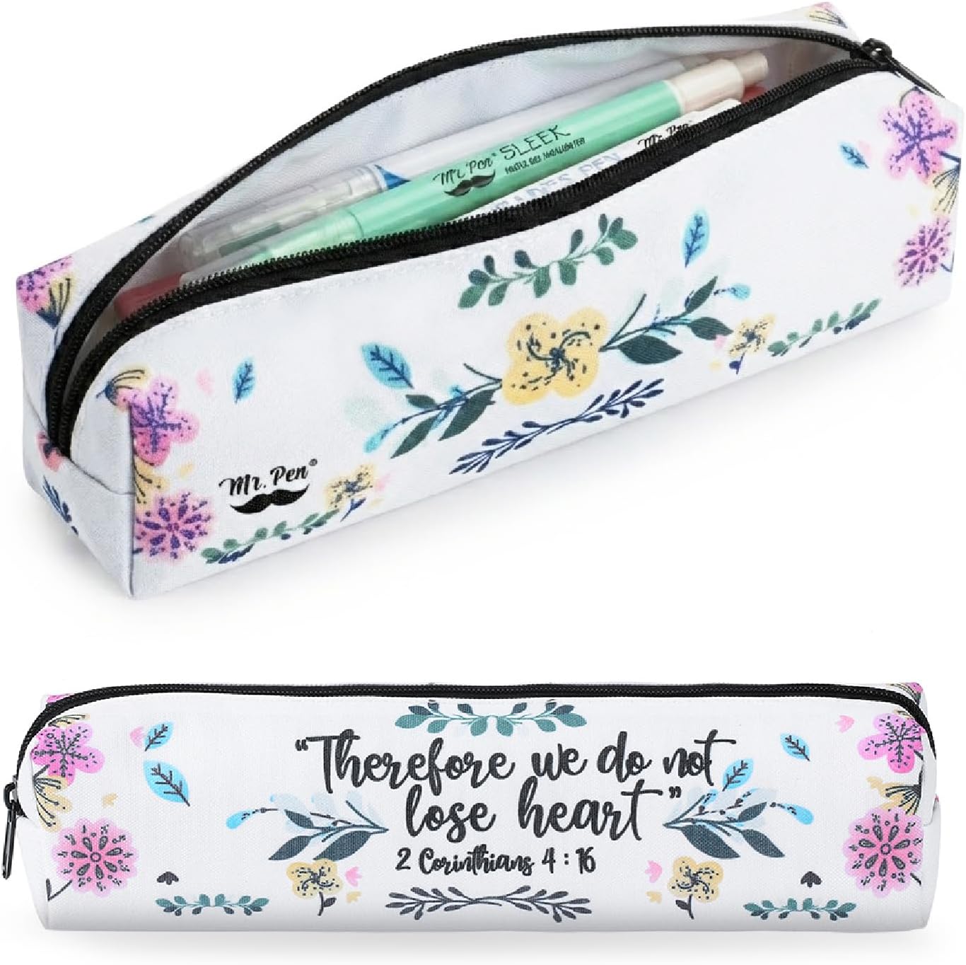 Mr. Pen- Cute Pencil Case Pouch, Multipurpose Canvas Bible Pencil Pouch, Smooth Zipper, Premium Material, Neat Stitches, Ideal for Stationery, Cosmetics, Electronics, School, Office, Travel