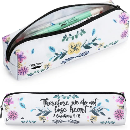 Mr. Pen- Cute Pencil Case Pouch, Multipurpose Canvas Bible Pencil Pouch, Smooth Zipper, Premium Material, Neat Stitches, Ideal for Stationery, Cosmetics, Electronics, School, Office, Travel