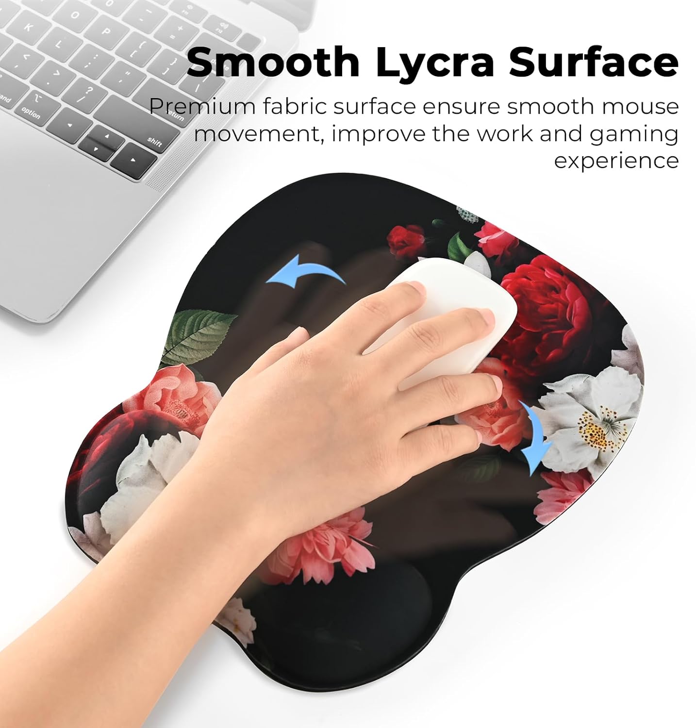 EooCoo Ergonomic Mouse Pad with Wrist Support, Mousepad with Memory Foam Wrist Rest and Non-Slip Base for Computer, Cafe, Home & Office, 9.64 x 8.26 in Office Desk Accessories