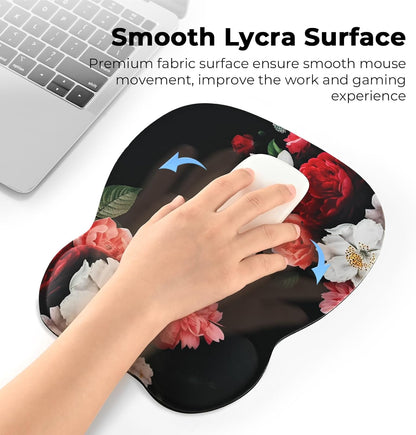 EooCoo Ergonomic Mouse Pad with Wrist Support, Mousepad with Memory Foam Wrist Rest and Non-Slip Base for Computer, Cafe, Home & Office, 9.64 x 8.26 in Office Desk Accessories