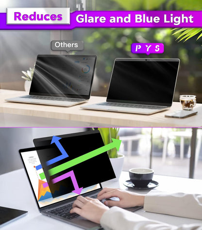 PYS Magnetic Laptop Privacy Screen Filter 15.6 Inch 16:9 - Detachable Computer Screen Privacy Shield, Anti-Glare Blue Light, Removable 15.6" Screen Protector for Lenovo, HP, Dell, Acer, ASUS
