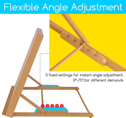 MEEDEN Extra Large(20"x 30") Wooden Tabletop Easel for Painting, 5-Position Adjustable Drawing & Sketching Board, Portable Beechwood Desktop Art Easel Stand for Adults, Artists, Beginners & Student